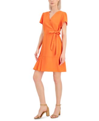 Tahari ASL - Women's Faux-Wrap Pleated-Hem Dress