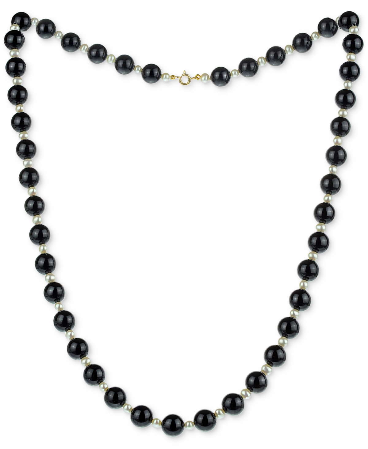 Onyx & Freshwater Pearl (4-5mm) 24" Statement Necklace - Onyx