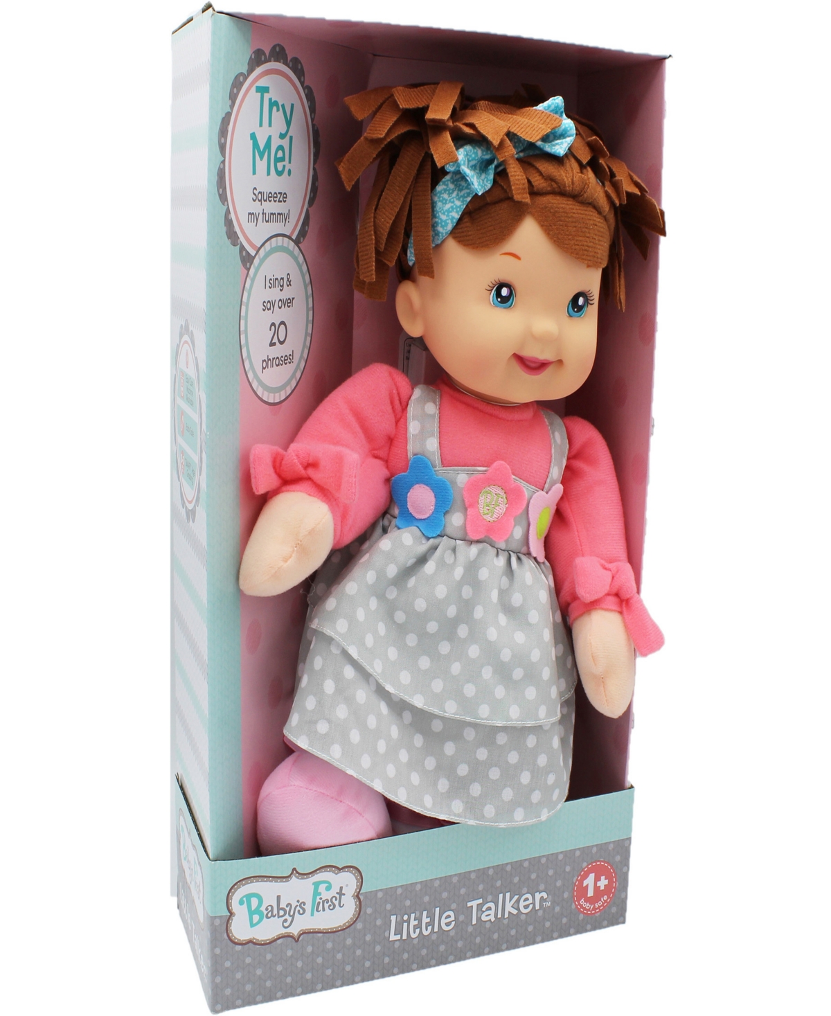 Shop Baby's First By Nemcor Goldberger Doll Little Talker Brunette With Coral Dress In Multi