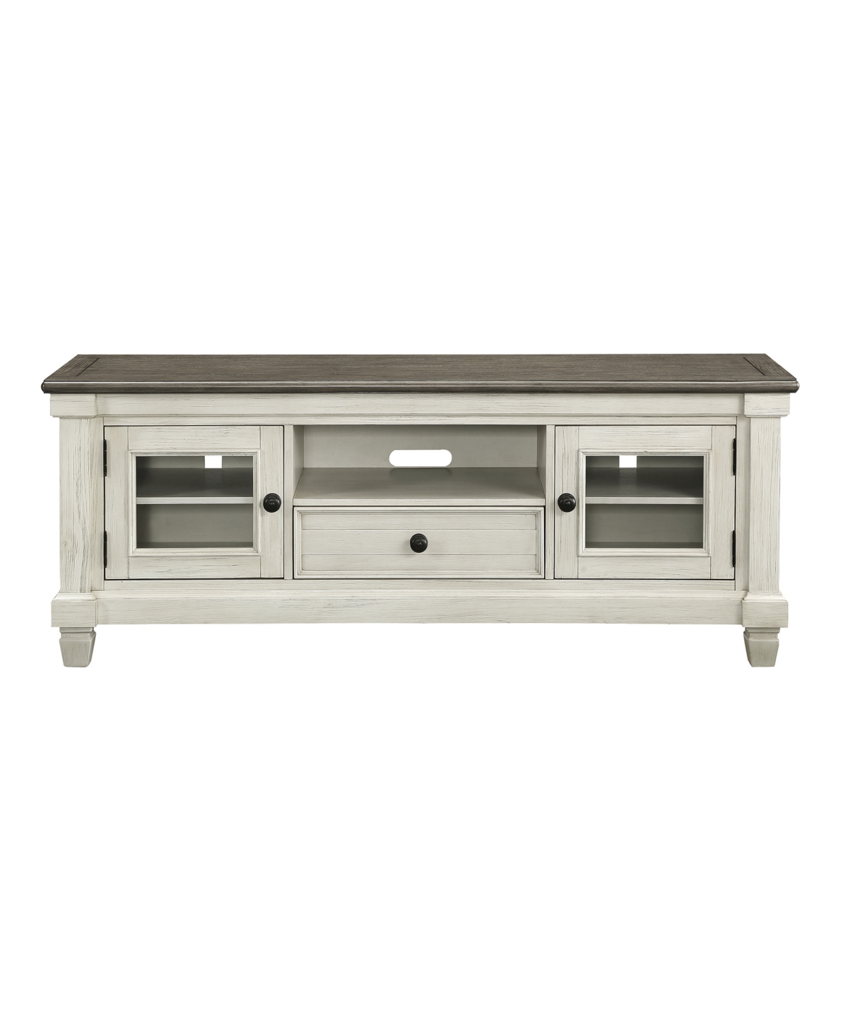 Timbre Tv Stand - 2-Tone Finish- Antique-like White and Ro