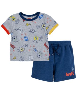 Baby Boys Graphic Printed T Shirt and Shorts, 2 Piece Set