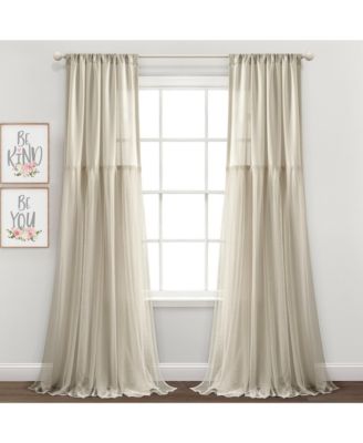 Lush Decor Tulle Skirt Solid Light Filtering Window Curtain Panels Pair 40"W x 84"L Light Gray - Cute Curtains for Bedroom - Nursery Decor