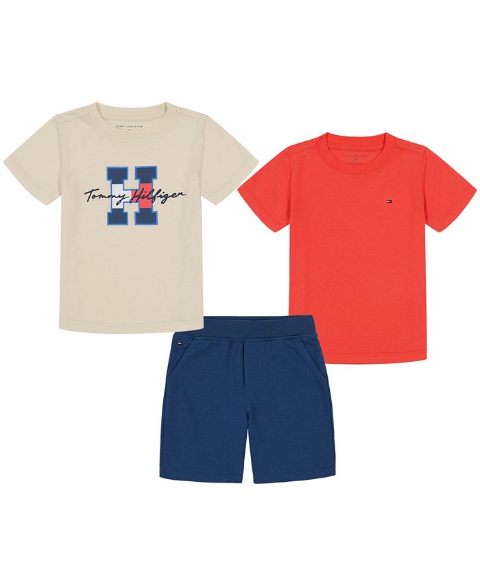 Tommy Hilfiger Baby Boys Collegiate Logo Shirts and Short, 3 Piece Set ...