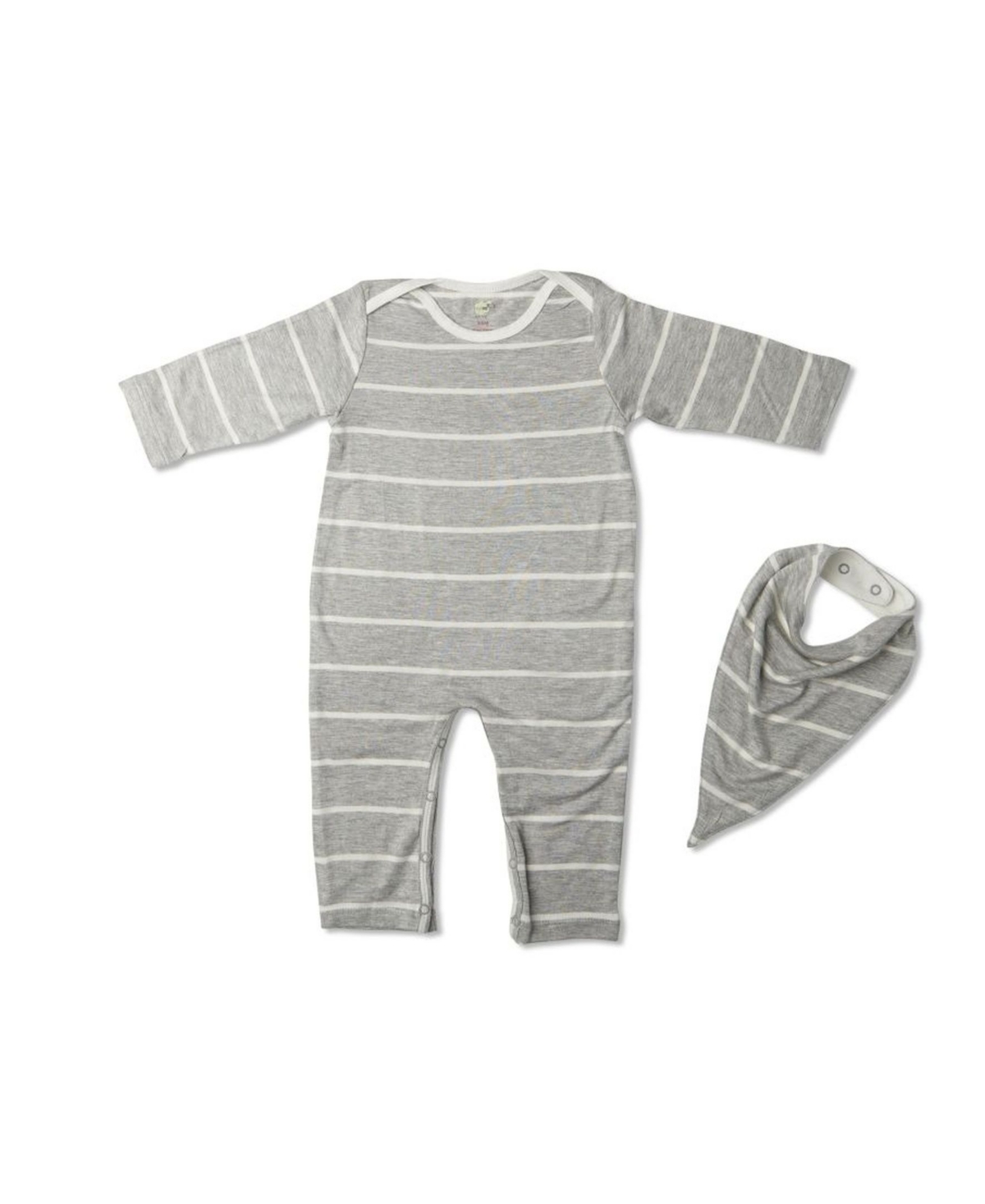 Baby Grey By Everly Grey Neutral Long Sleeve Jersey Romper & Bib Set In Heather Grey
