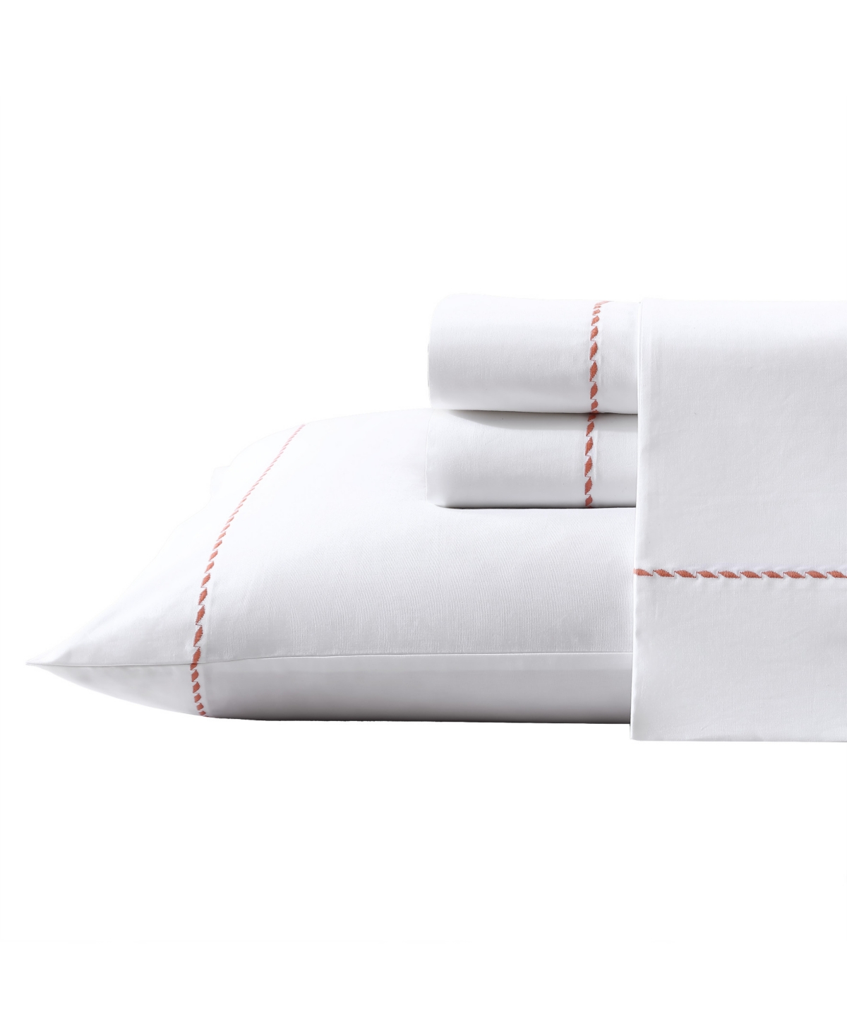 Closeout! Tommy Bahama Home Solid Cotton Percale 4 Piece Sheet Set, - Sun Baked Orange