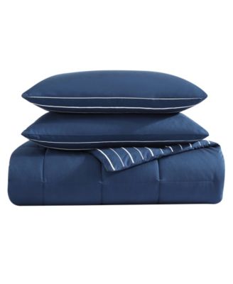 Longdale Solid Stripe Reversible 2 Piece Comforter Set, Twin