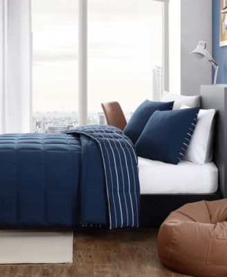 Longdale Solid Stripe Reversible 3 Piece Comforter, Set, Full/Queen