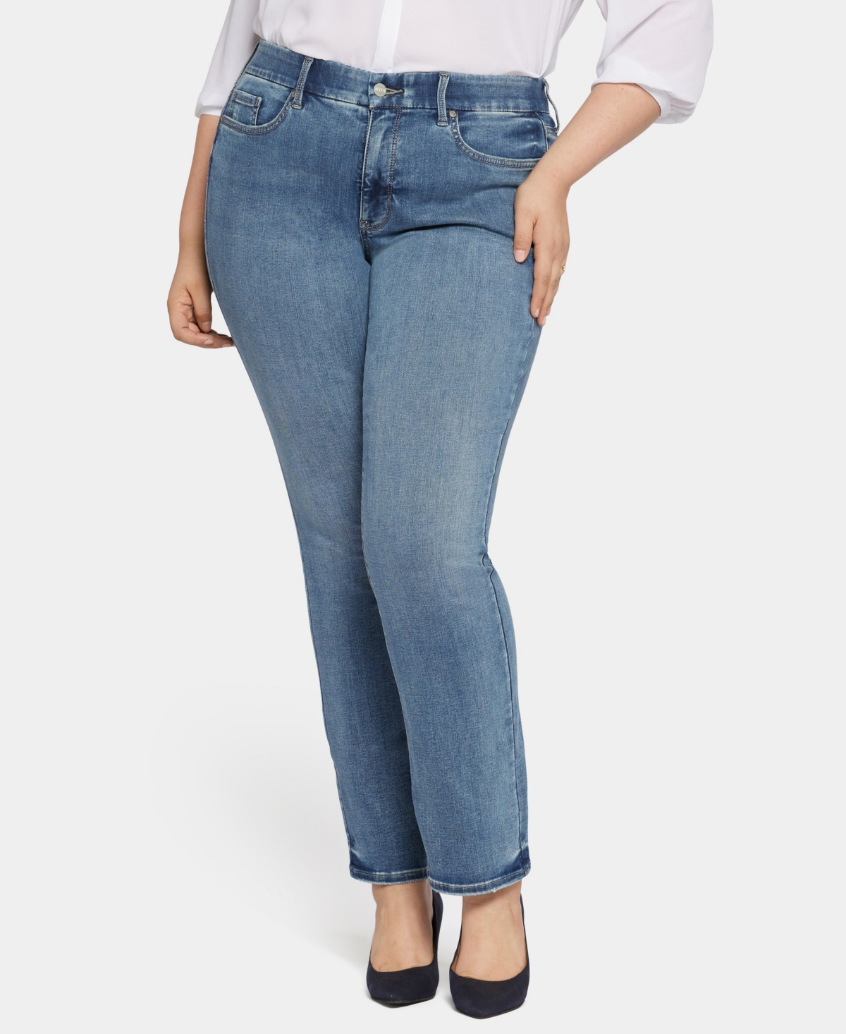 Nydj Plus Size Waist Match Marilyn Straight Jeans In Romance