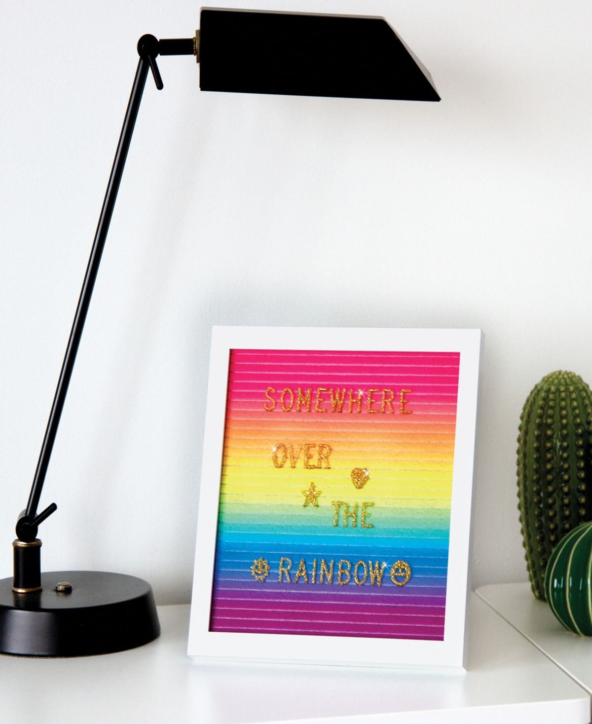 Three Cheers For Girls 3C4G Rainbow Felt Letterboard - X Changeable Message Board, With Hanging Hook Stand, Make It Real, Tweens Girls, 300 Go