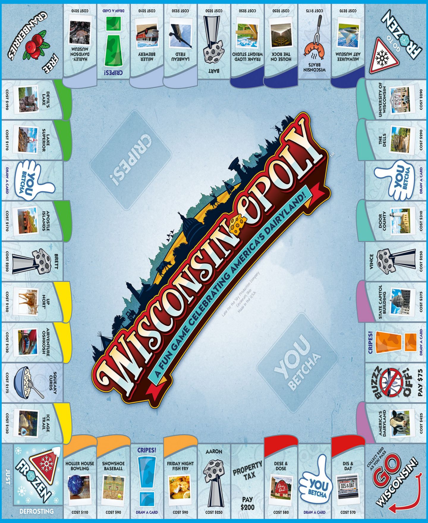 Детская настольная игра Late for the Sky Wisconsin-Opoly Classic Family Board Game, Ages 8+ — фото 3