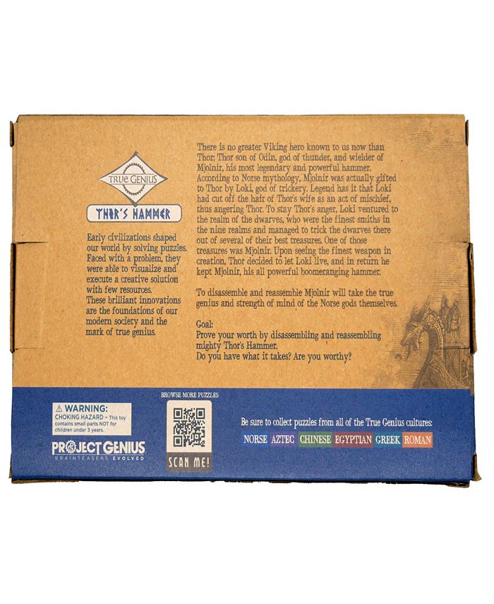 Project Genius Thor's Hammer Wooden Puzzle, Medium Difficulty