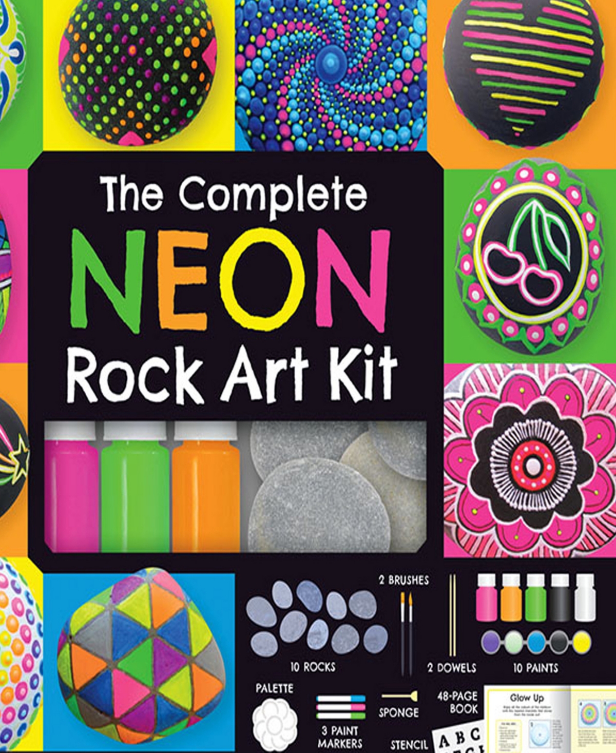 Shop Craft Maker The Complete Neon Rock Art Kit Diy Rock Painting For Kids, Rocks, Brushes, Paint, Stencils Included  In Multi