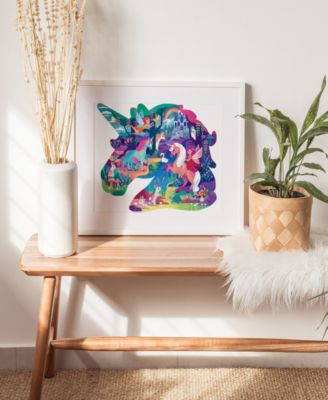 100-Piece Jigsaw Puzzle Magical Unicorn Forest Shiny Shaped Puzzle Coloring Book 19.3" x 14.2" Fantasy Themed Jigsaw Unicorns And Fairies, Coloring Books, Kids Art And Craft Set