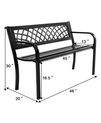 Patio Park Garden Bench Porch Path Chair Outdoor Deck Steel Frame