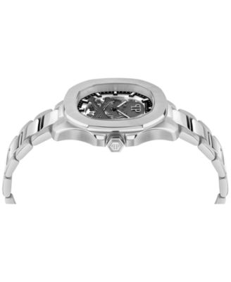 Men's Automatic Skeleton Spectre Stainless Steel Bracelet Watch 42mm