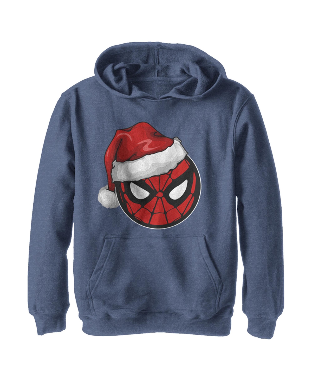 Marvel Boy's  Christmas Spider-man Santa Hat Child Pull Over Hoodie In Navy Blue Heather