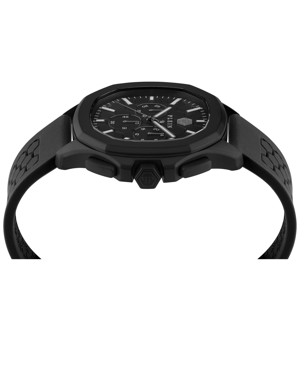 Shop Philipp Plein Men's Chronograph Spectre Black Silicone Strap Watch 44mm In Ip Black