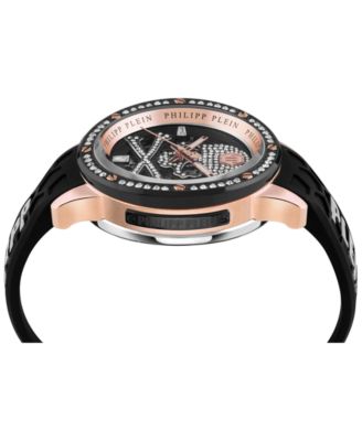 Philipp Plein Men's Automatic Plein Rich Black Silicone Strap Watch 46mm In Stainless Steel
