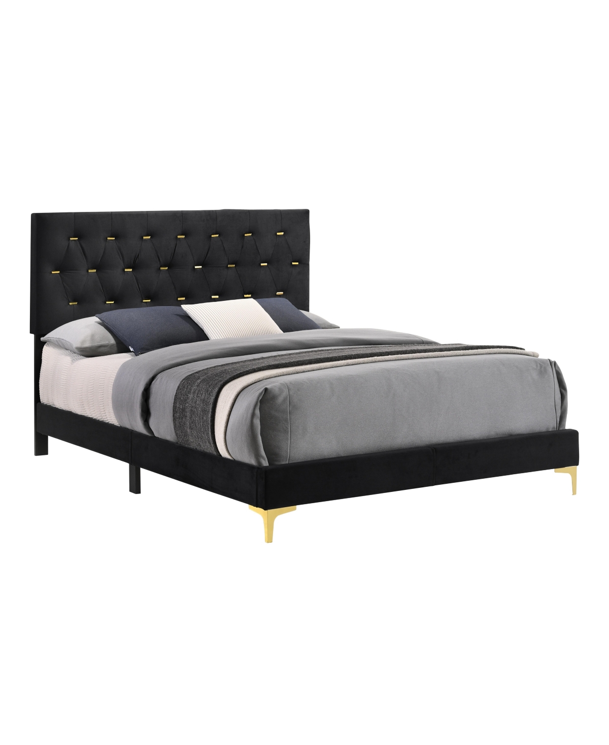 Coaster Home Furnishings Kendall 49.25" Asian Hardwood Tufted Panel Queen Bed In Black