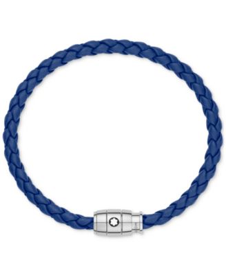 Blue Braided Leather Bracelet