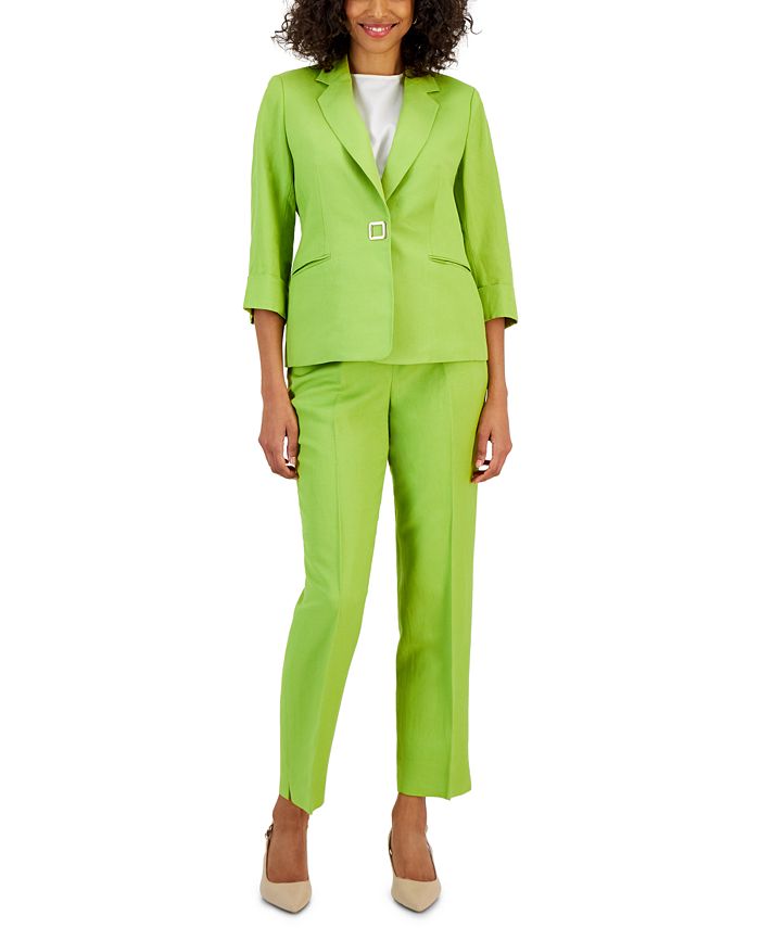 Kasper Women's Linen-Blend Jacket & Elastic-Back Pants - Macy's