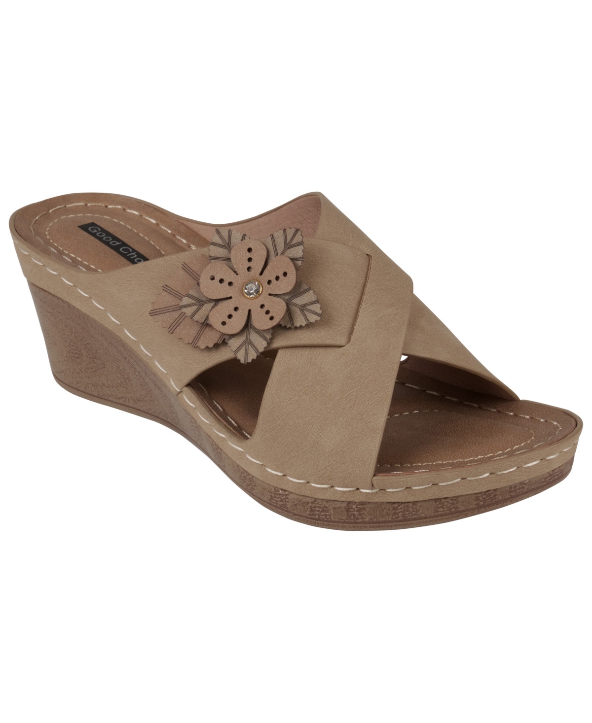 Gc Shoes Women's Selly Flower Wedge Sandals In Brown