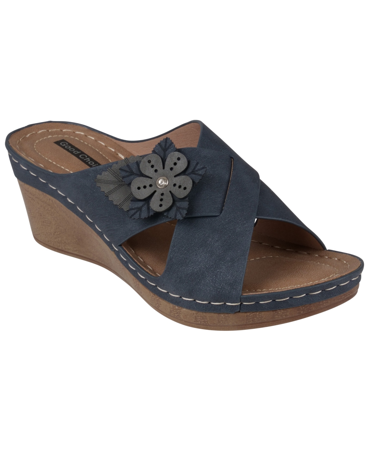 Gc Shoes Women's Selly Flower Wedge Sandals In Blue