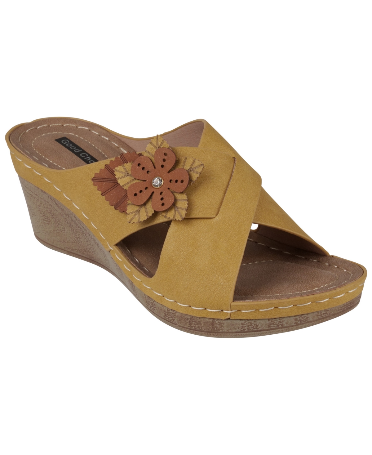 Gc Shoes Women's Selly Flower Wedge Sandals In Yellow