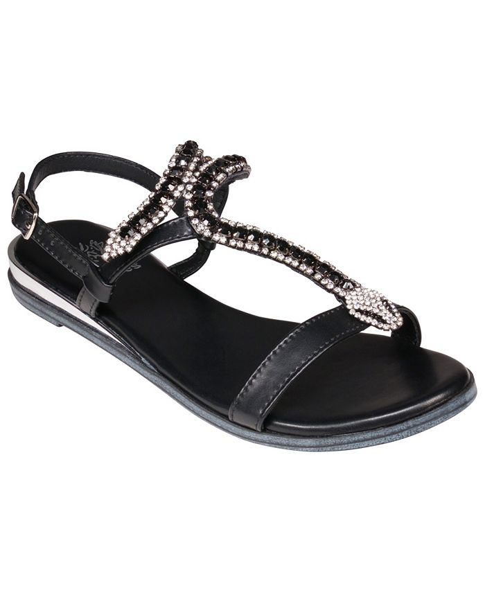 Macy's black top flat sandals