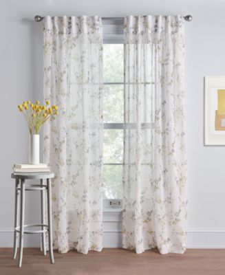 DKNY Wallflower Sheer Inverted Pleat with Button 2 Piece Window Panel ...