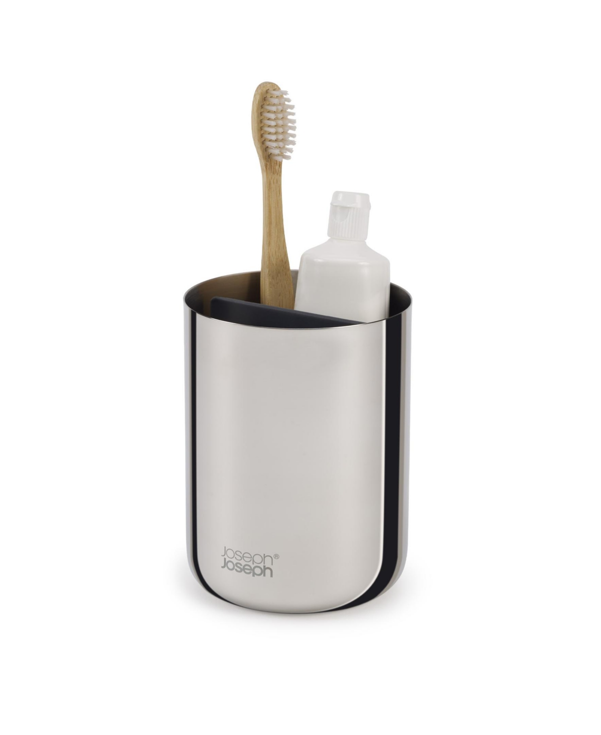 Easy Store Luxe Stainless-Steel Toothbrush Caddy - Steel