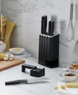 Elevate Knives Slim Block 5-Piece Knife Set with Ceramic Sharpener
