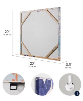 Coastal Ocean Whale Turtle Octopus Seahorse Nautical 4 Piece Beach Themed Canvas Art Set, 20" x 20"