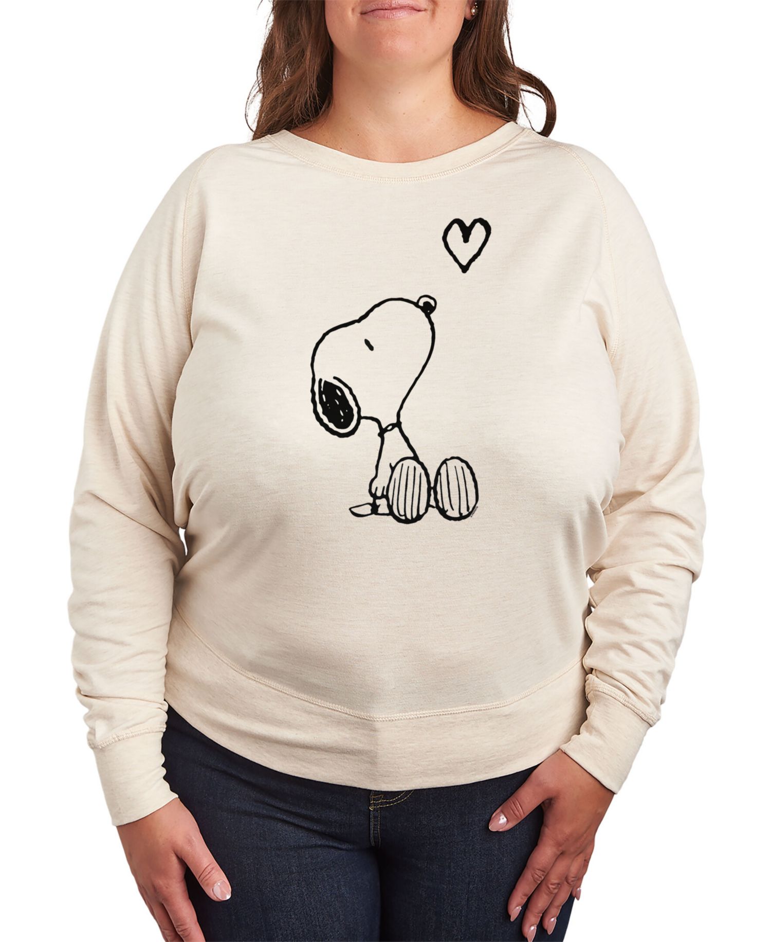 Trendy Plus Size Snoopy Long Sleeve Graphic Pullover Top