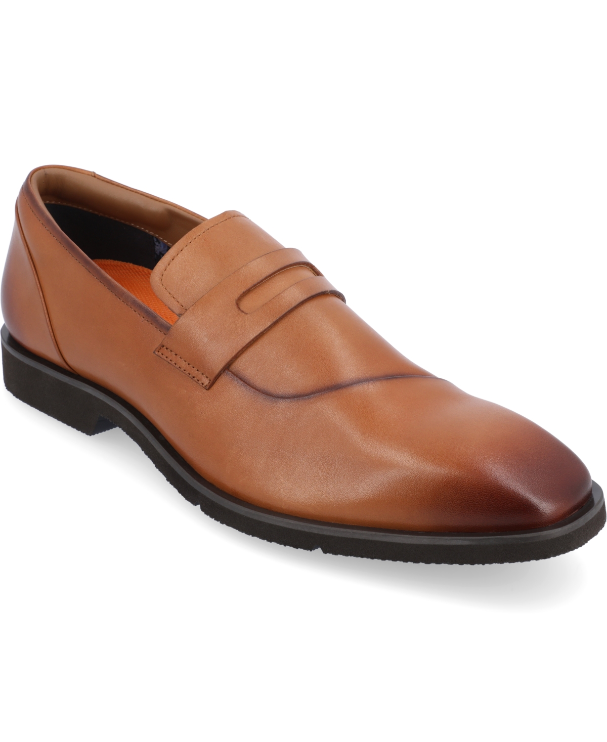 Shop Thomas & Vine Men's Zenith Chisel Toe Penny Loafers Dress Shoes In Cognac