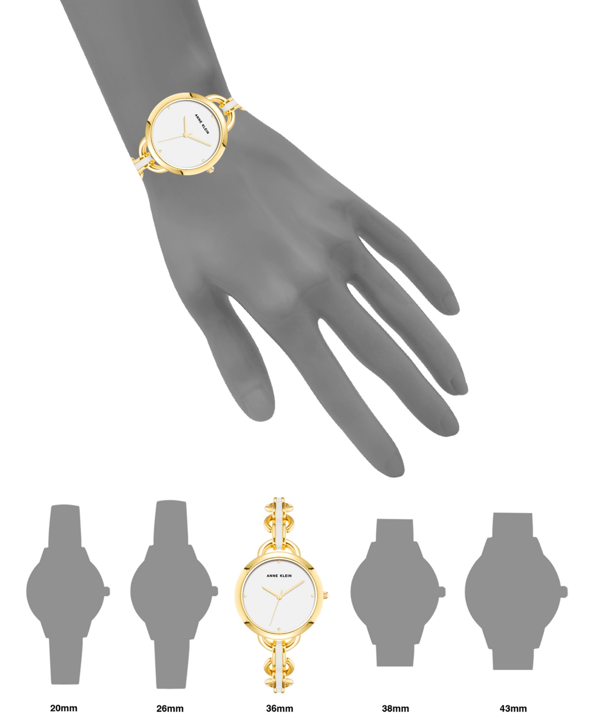 Shop Anne Klein Women's Gold-tone & Enamel Bracelet Watch 36mm In Gold Tone,white