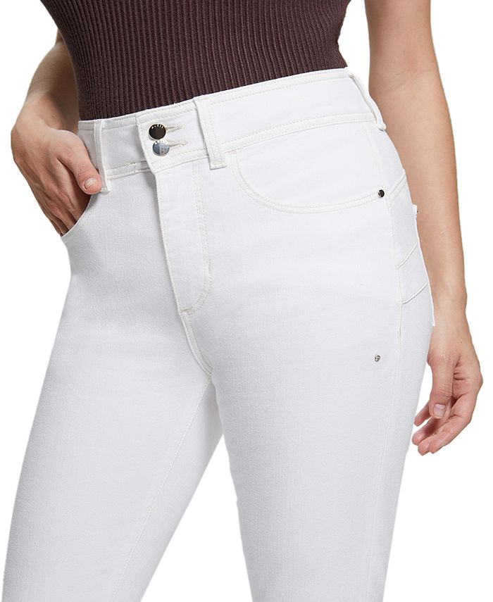 GUESS Womens White Stretch Zippered Pocketed High Rise Skinny Pants