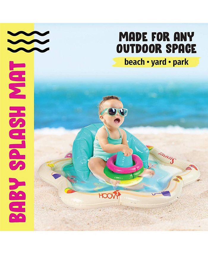 Hoovy Inflatable Baby Splash Mat with Backrest & Fun Stackable Rings