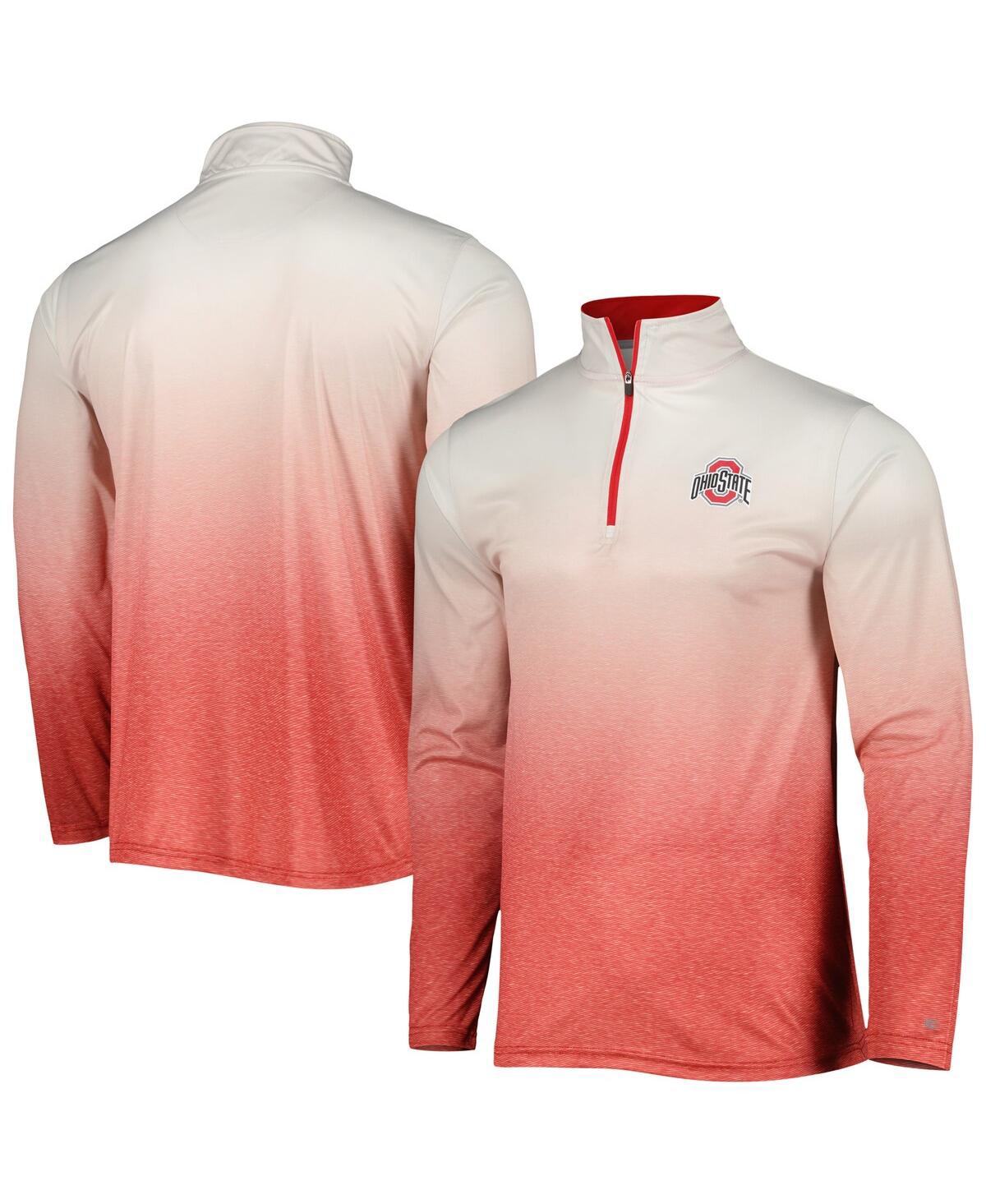 Shop Colosseum Men's  White, Scarlet Ohio State Buckeyes Laws Of Physics Quarter-zip Windshirt In White,scarlet