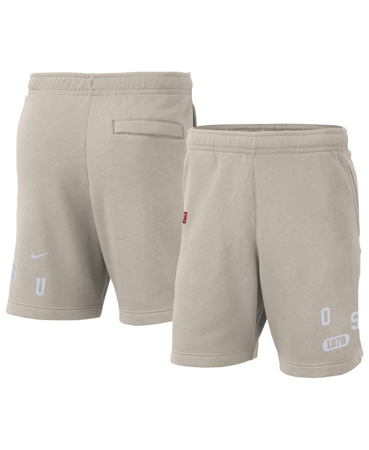 Shop Nike Men's  Cream Ohio State Buckeyes Fleece Shorts