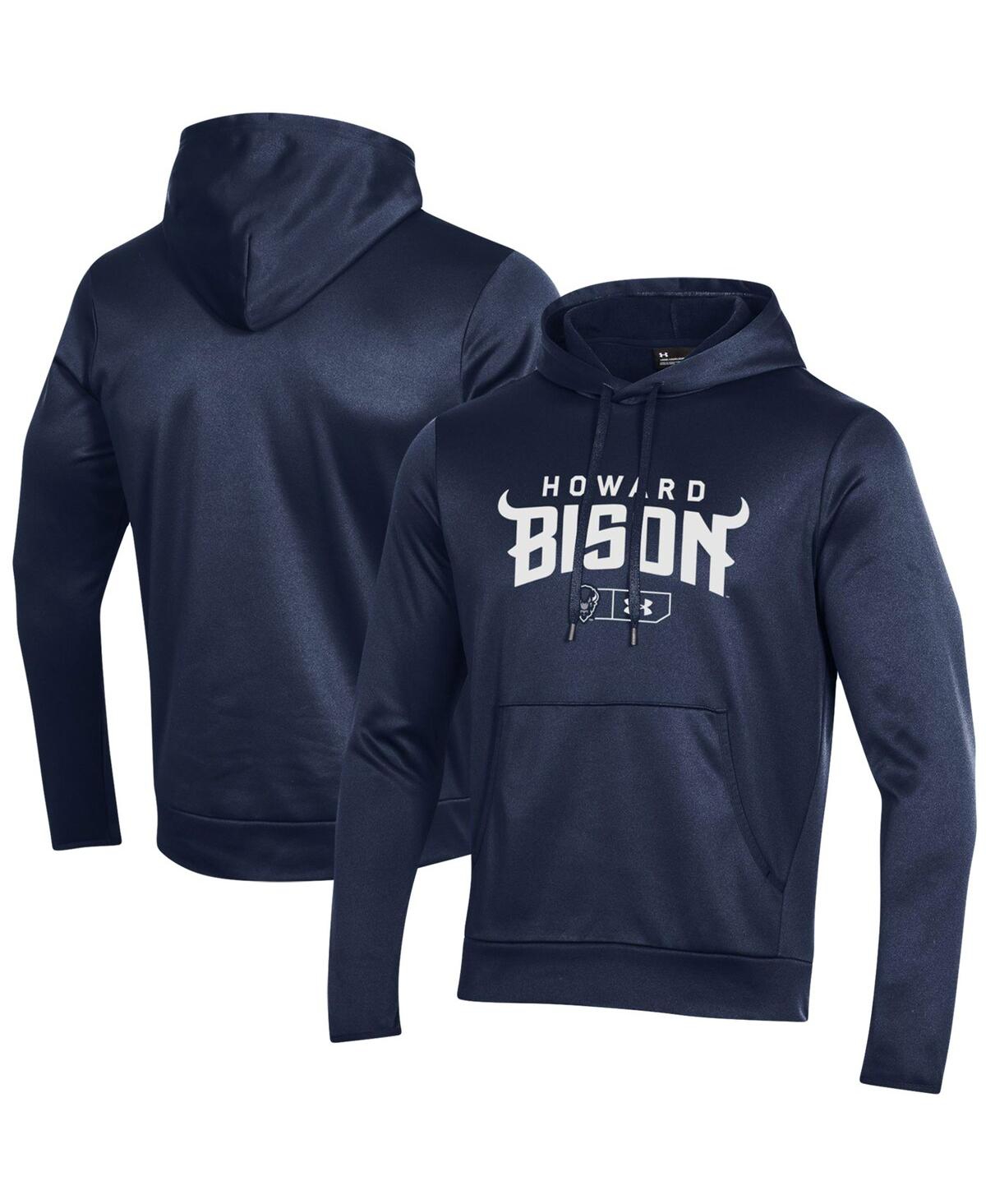 Men's Under ArmourHoward Bison Logo Lockup Fleece Performance Pullover Hoodie - Navy