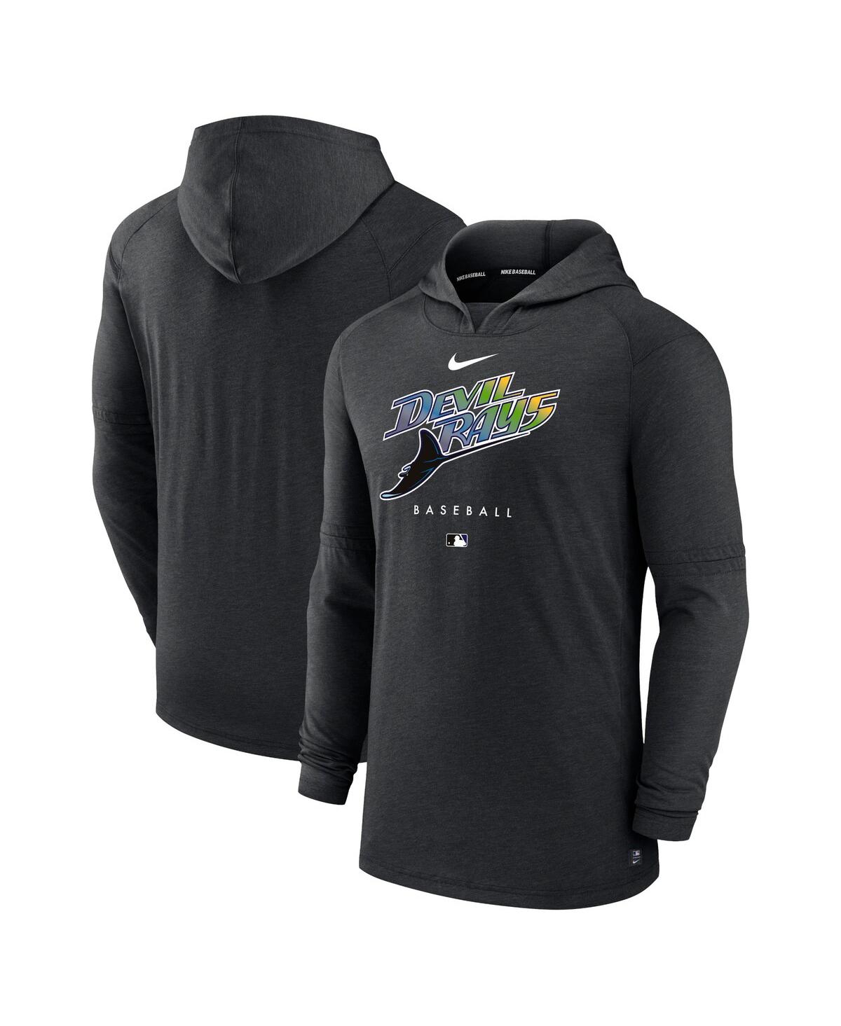 Men's NikeTampa Bay Rays Authentic Collection Early Work Tri-Blend Performance Pullover Hoodie - Heather Black