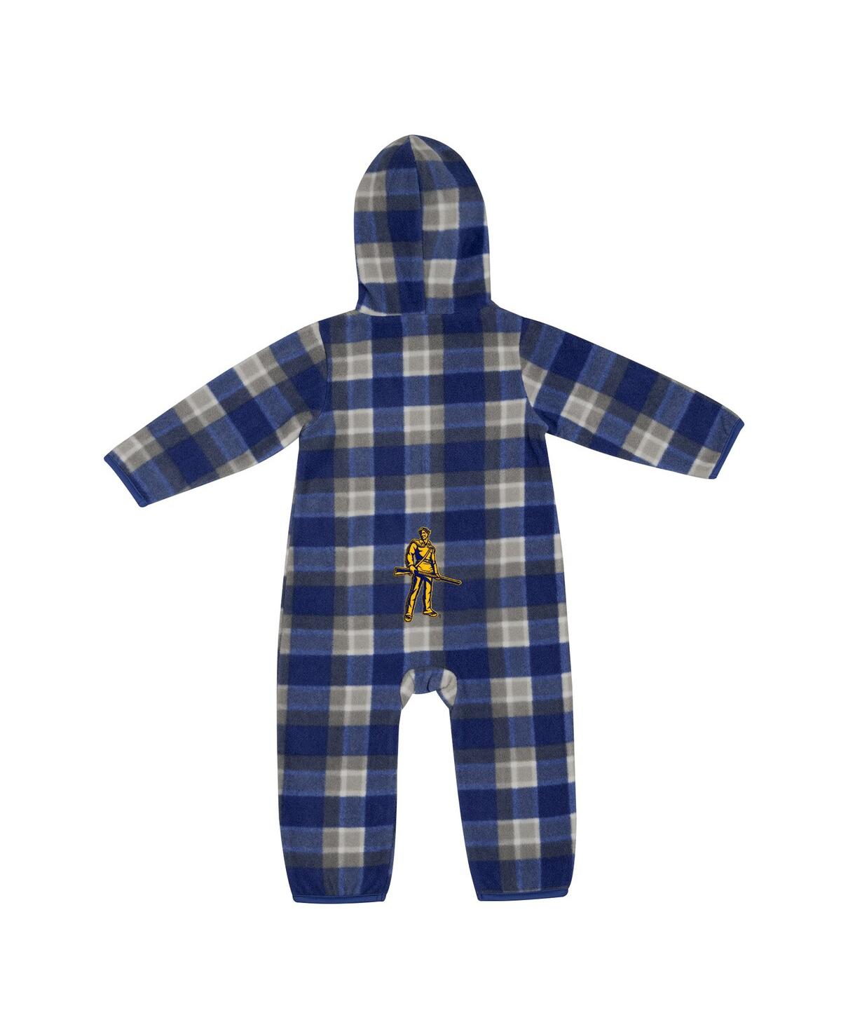 Shop Colosseum Infant Boys And Girls  Navy, Gray West Virginia Mountaineers Farays Plaid Full-zip Hoodie J In Navy,gray