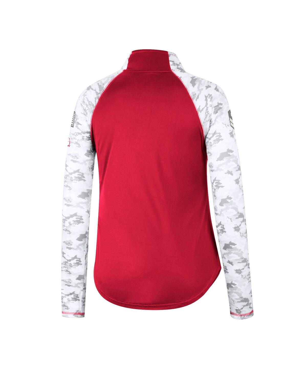 Colosseum Women's  Red Wisconsin Badgers Oht Military-inspired Appreciation Flash Arctic Camo Raglan In Red