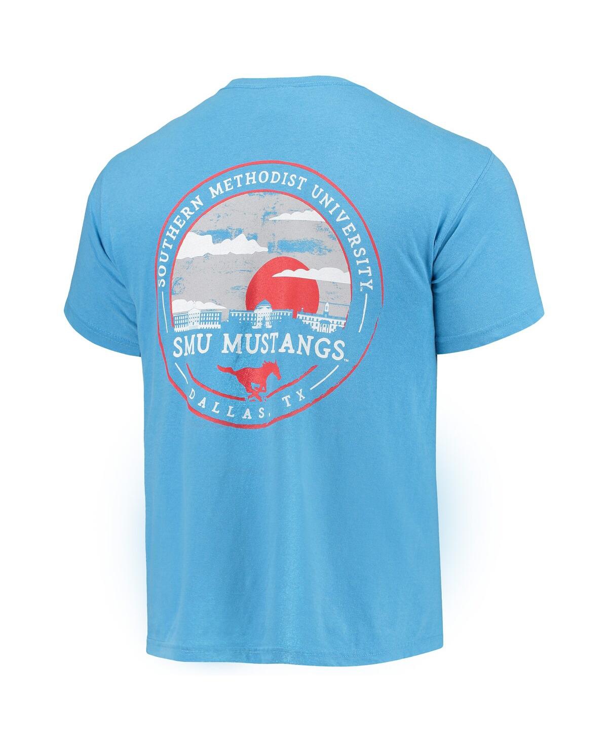 Image One Light Blue Smu Mustangs Circle Campus Scene T-shirt In Light Blue