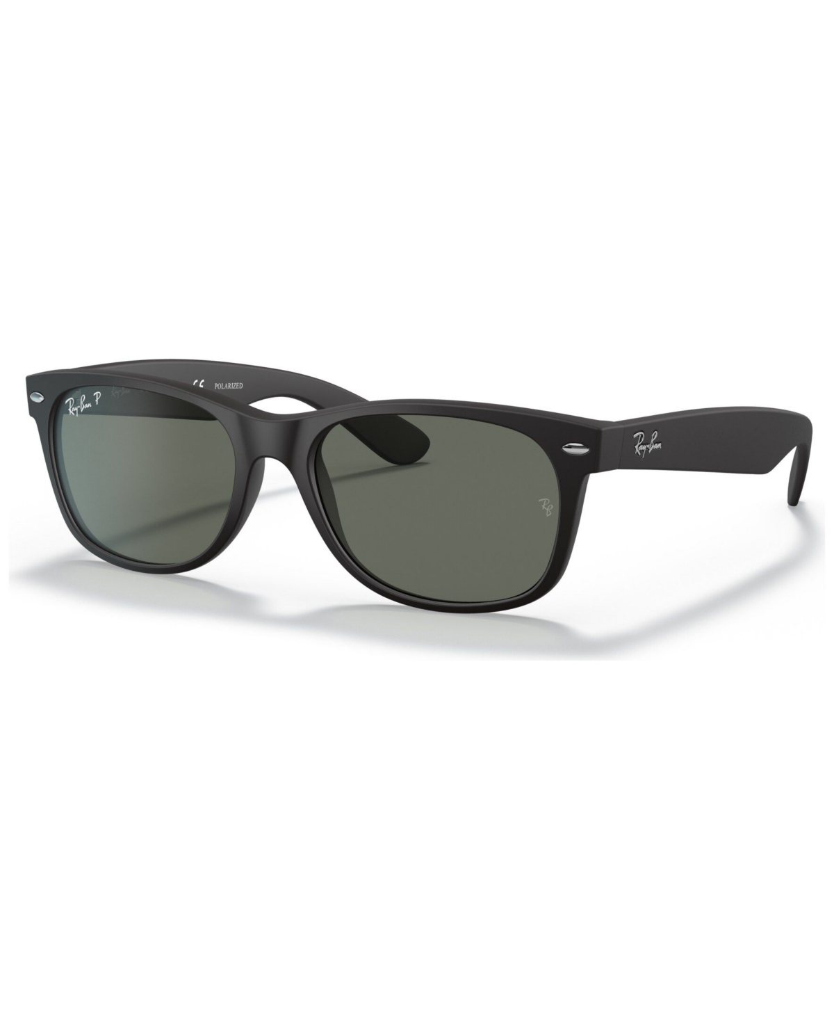 Ray Ban Unisex Polarized Sunglasses, Rb2132 New Wayfarer In Black Matte,green Polar