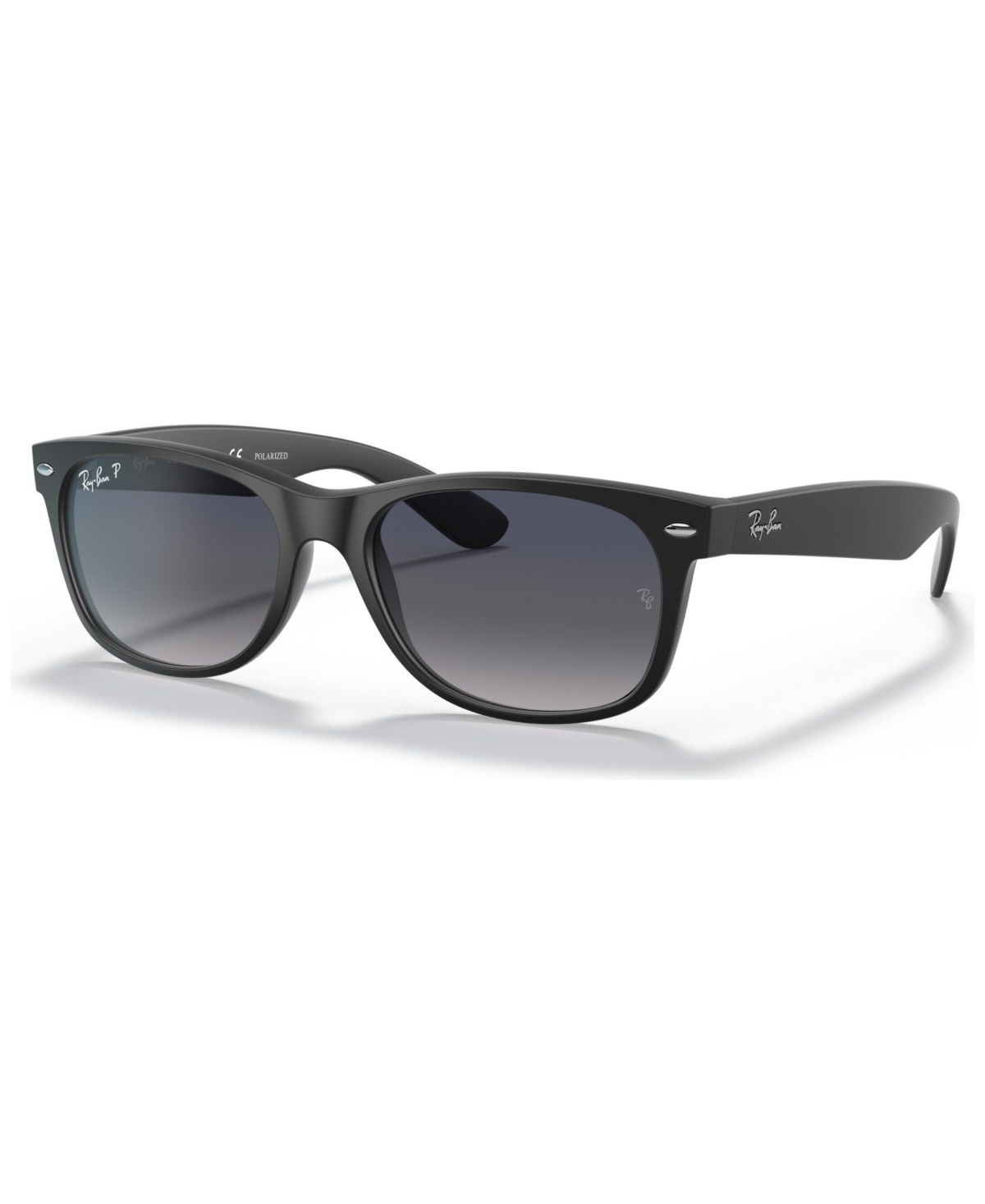 Ray Ban Unisex Polarized Sunglasses, Rb2132 New Wayfarer In Black Matte,blue Polar