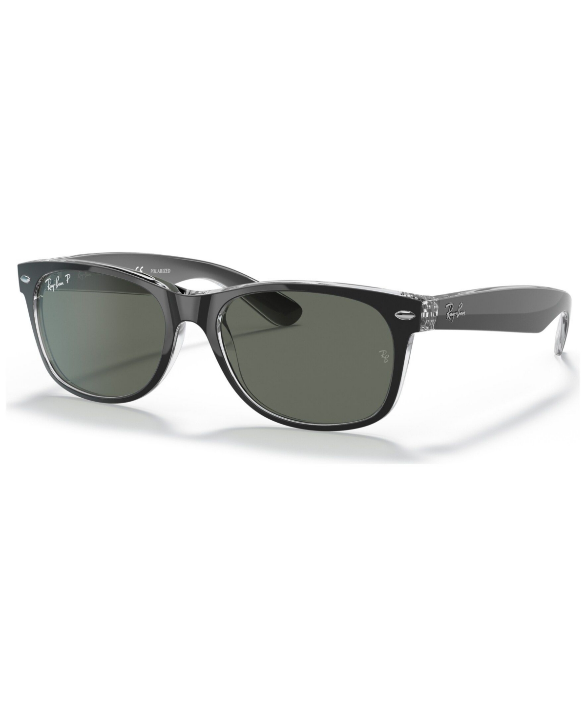 Ray Ban Unisex Polarized Sunglasses, Rb2132 New Wayfarer In Black Clear,green Polar