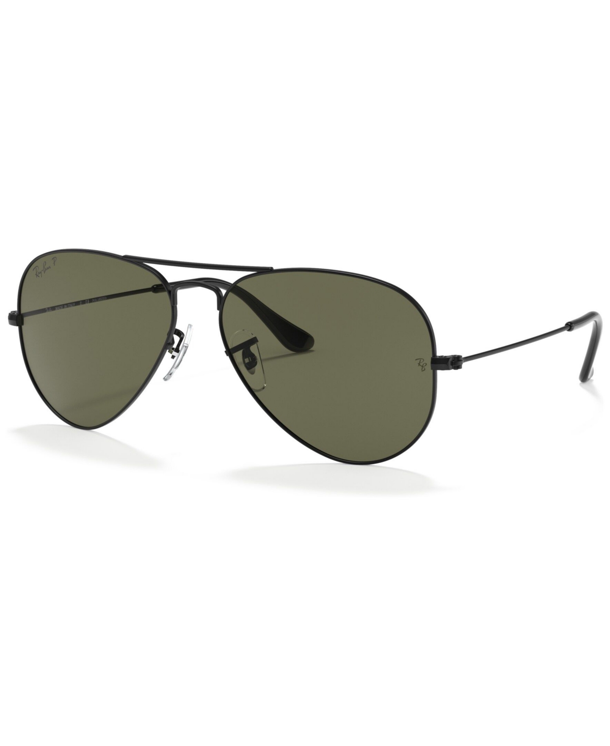 Shop Ray Ban Unisex Polarized Sunglasses, Rb3025 Aviator Classic In Black Matte,green Polar