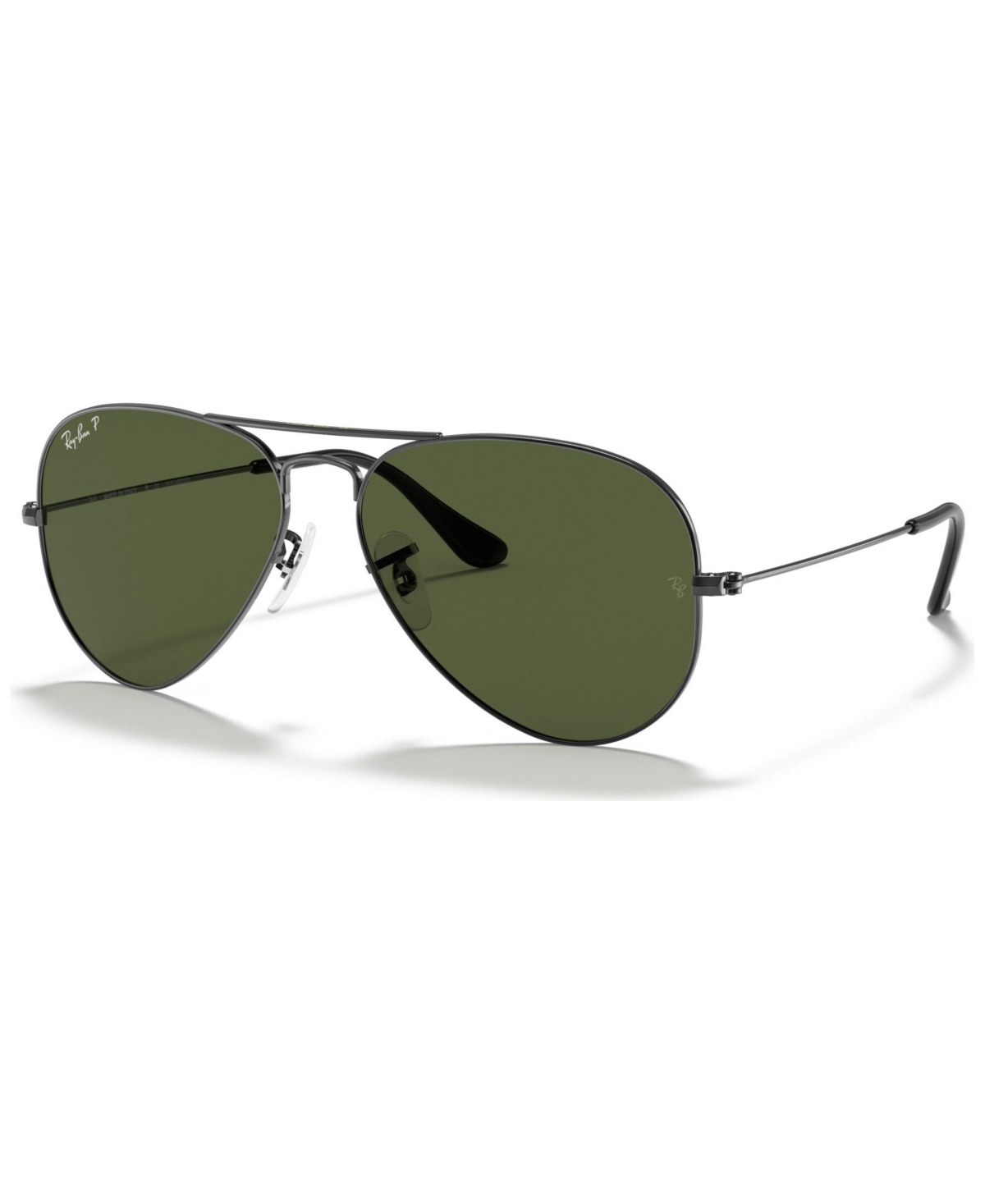 Shop Ray Ban Unisex Polarized Sunglasses, Rb3025 Aviator Classic In Gunmetal,crystal Green Polar